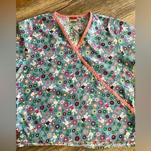 2/$10 Dickies Easter Spring Print scrub top
